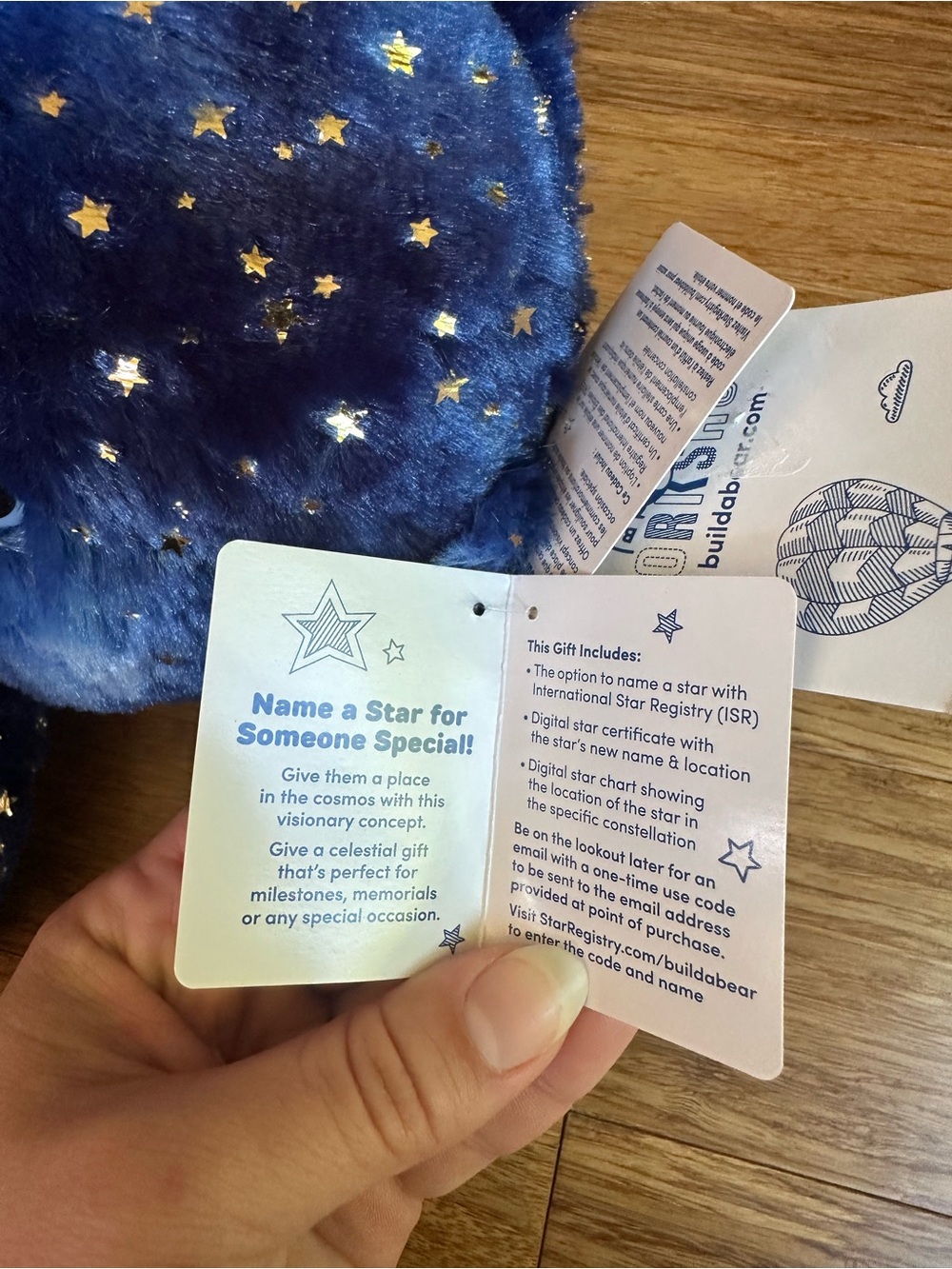 NWT BUILD-A-BEAR Star Wishes Blue Metallic Celestial Stars Teddy Bear - Picture 9 of 10